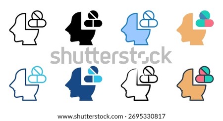 Addiction icon set multiple style collection 
