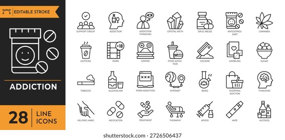 Addiction icon set. Vector illustration	

