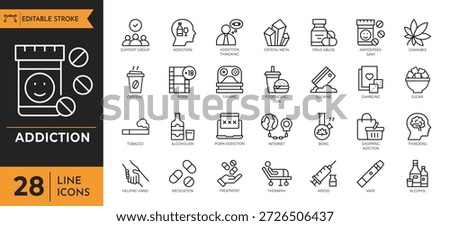 Addiction icon set. Vector illustration	
