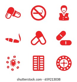 Addiction icons set. set of 9 addiction filled icons such as roulette, casino boy, cigarette, pill, no smoking