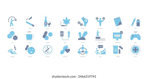 Addiction icons set. Set of editable stroke icons.Set of Addiction