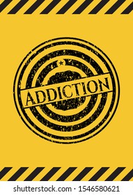Addiction inside warning sign, black grunge emblem. Vector Illustration. Detailed.