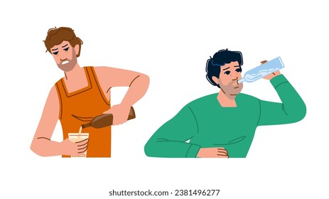 addiction man alcohol vector. portrait lifestyle, drink beverage, young depression addiction man alcohol character. people flat cartoon illustration