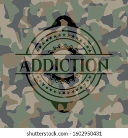 Addiction on camo pattern. Vector Illustration. Detailed.