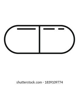 Icono de píldora de adicción. Icono del vector de la píldora de contorno para el diseño web aislado en fondo blanco