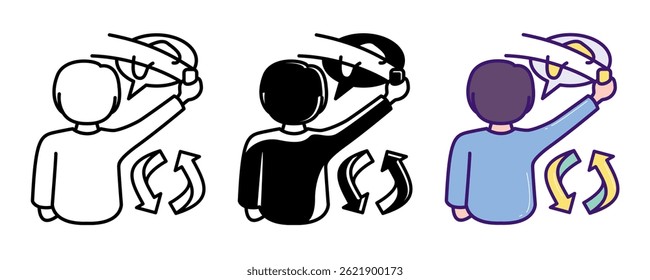 Addiction Therapy icon represented by people delete game controller images Line, Filled, Color style.