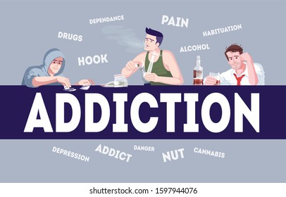 Addiction Vector Infographic Template Narcomania Alcoholism Stock ...