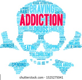 Addiction word cloud on a white background. 