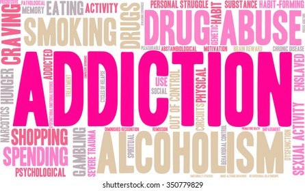 Addiction word  cloud on a white background. 