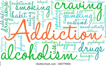 Addiction word  cloud on a white background. 