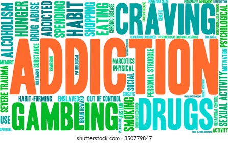 Addiction word  cloud on a white background. 