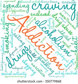Addiction word  cloud on a white background. 