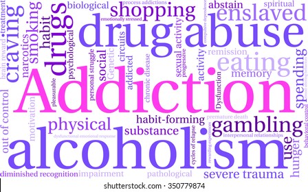 Addiction word  cloud on a white background. 