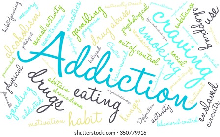 Addiction word  cloud on a white background. 