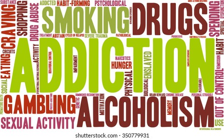 Addiction word  cloud on a white background. 