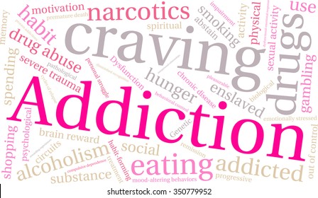 Addiction word  cloud on a white background. 