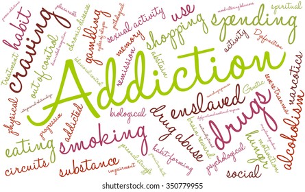 Addiction word  cloud on a white background. 