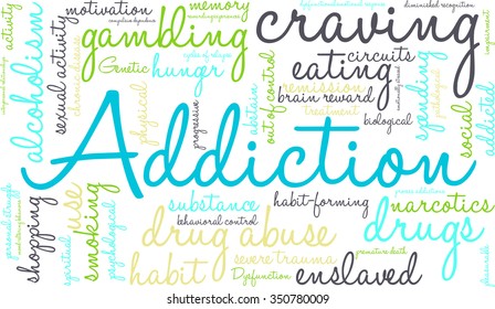 Addiction word  cloud on a white background. 