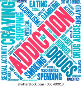 Addiction word  cloud on a white background. 