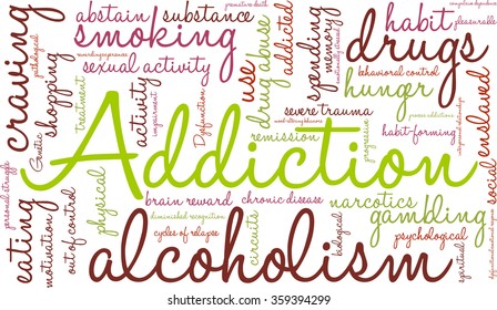 Addiction word  cloud on a white background. 