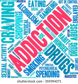 Addiction word  cloud on a white background. 