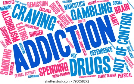 Addiction Word Cloud On White Background Stock Vector (Royalty Free ...