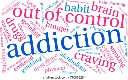 Addiction word cloud on a white background. 