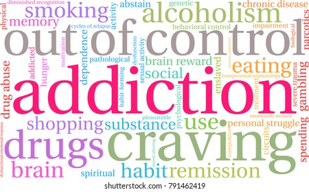 Addiction word cloud on a white background. 