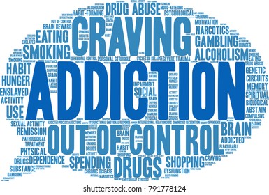 Addiction word cloud on a white background. 
