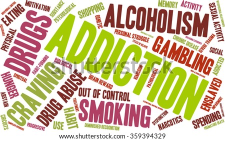 Addiction word  cloud on a white background. 