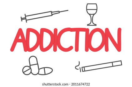 addiction word concept- vector illustration