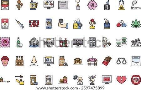 Addictions icons High-Quality Vector Icons Collection with Editable Stroke. Ideal for Professional and Creative Projects.