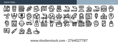 Addictions Substance Abuse Dependency Recovery Health Icon Set