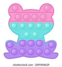 Addictive anti stress toy in pastel colors. Bubble anxiety developing vibrant pop it toys for kids. Vector illustration isolated on white.