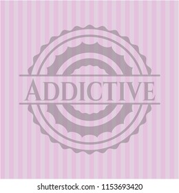 Addictive badge with pink background