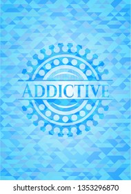 Addictive light blue emblem with mosaic background