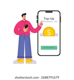 Adding balance or credit to an online wallet illustration
