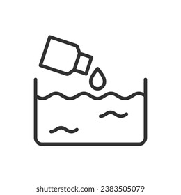 Adding enzyme for coagulation, linear icon. Cheese making stage. Line with editable stroke