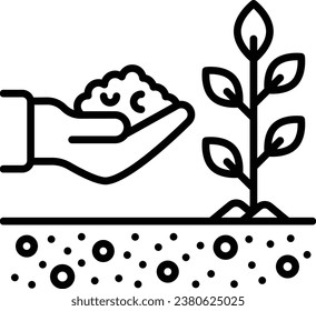 Adding Fertilizers vector outline icon design, Lawn and Gardening symbol, Farm and Plant sign, agriculture and horticulture equipment stock illustration, Giving feeds or nutrients to Plant concept