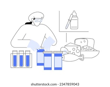 Adding food preservatives abstract concept vector illustration. Usage of food preservatives, natural science, biology and chemistry sector, food science, additives substances abstract metaphor.