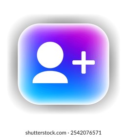 Adding friend user icon. Design for app icon. Button template.  