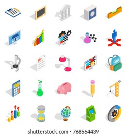 Adding machine icons set. Isometric set of 25 adding machine vector icons for web isolated on white background
