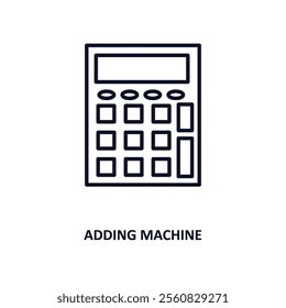 adding machine outline icon.  Thin line icon from education collection. Editable vector isolated on white background