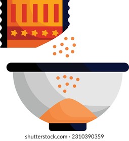 Adding and Mixing Flour and Yeast in Bowl concept, Pouring  Spices vector color icon design, Bakery and Baked Goods symbol, Culinary and Kitchen Education sign, Recipe development stock illustration