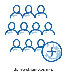 adding new employees sketch icon vector. Hand drawn blue doodle line art adding new employees sign. isolated symbol illustration