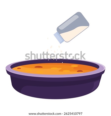 Adding salt from shaker to bowl with water for cooking, seasoning, healthy eating habits, homemade food preparation