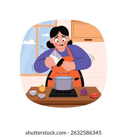Adding Spice to Dish  Vector illustration.  EPS 10 File