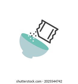 Adding spices into bowl flat icon, vector sign, colorful pictogram isolated on white. Symbol, logo illustration. Flat style design