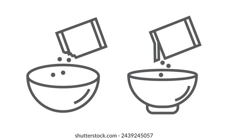 Adding spices into bowl icon design, isolated on white background, vector illustration