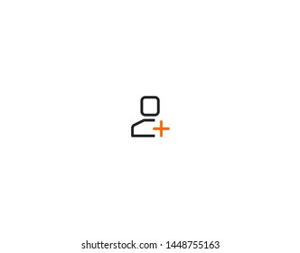 Adding User - minimalist flat thin icon design for mobile and web user interface
